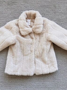 H&M Toddler Girls' Cream Faux Fur Coat - Soft Plush Jacket